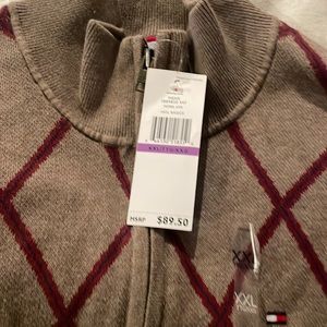 hilfiger zip front sweater  size XXL color:morel heather